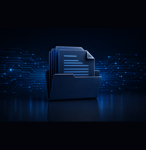 Blue digital folder archive visual